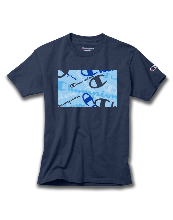 Camiseta Champion Niño - Cotton Scattered Logos ( Azul Marino ) 5832741-QR